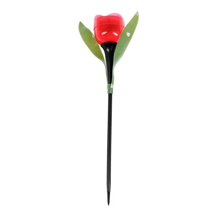 Садовый светильник &laquo;Тюльпан красный&raquo;, уличный, на солнечной батарее, 5&times;29&times;5 см, 1 LED, свечение белое