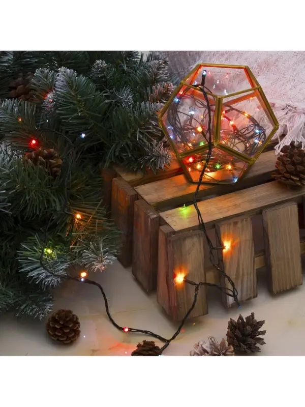 Гирлянда &laquo;Нить&raquo; 3.5 м, IP20, тёмная нить, 50 ламп, свечение мульти, 8 режимов, 220 В