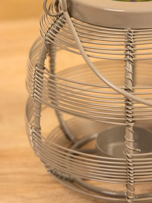 Подсвечник фонарь 14,5х14,5х13,5 см, для свечи 4 см. металл, цв. серый