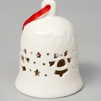 Ёлочный шар с подсветкой &laquo;Колокольчик&raquo;, 10.5&times;8.3&times;8.3 см, 1 LED, керамика, от батареек LR44&times;3, керамика, свечение тёплое белое