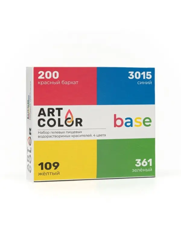 Набор гелевых пищевых водорастворимых красителей Art Color Base, 4 цвета