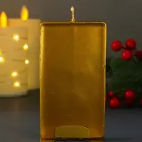 Свеча новогодняя "Конь. Барельеф" с подсвечником, золотой 6,4х1,1х11,8 см