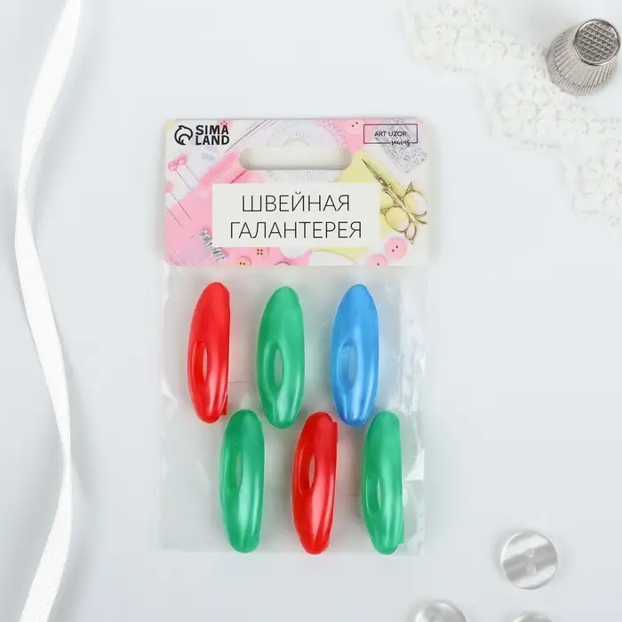 Булавки безопасные, 40 мм, 6 шт, цвет разноцветный