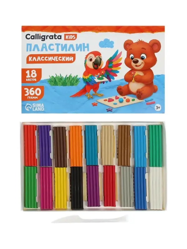 Пластилин Calligrata &laquo;Классический&raquo;, 18 цветов, 360 г