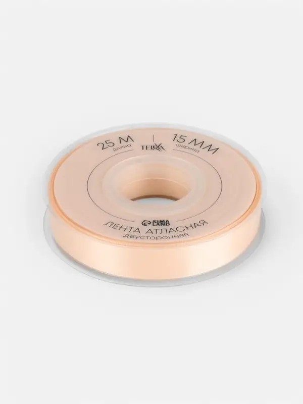 Лента атласная TEIRA, двухсторонняя, 15 мм, 25&plusmn;1 м, светло-бежевая №112