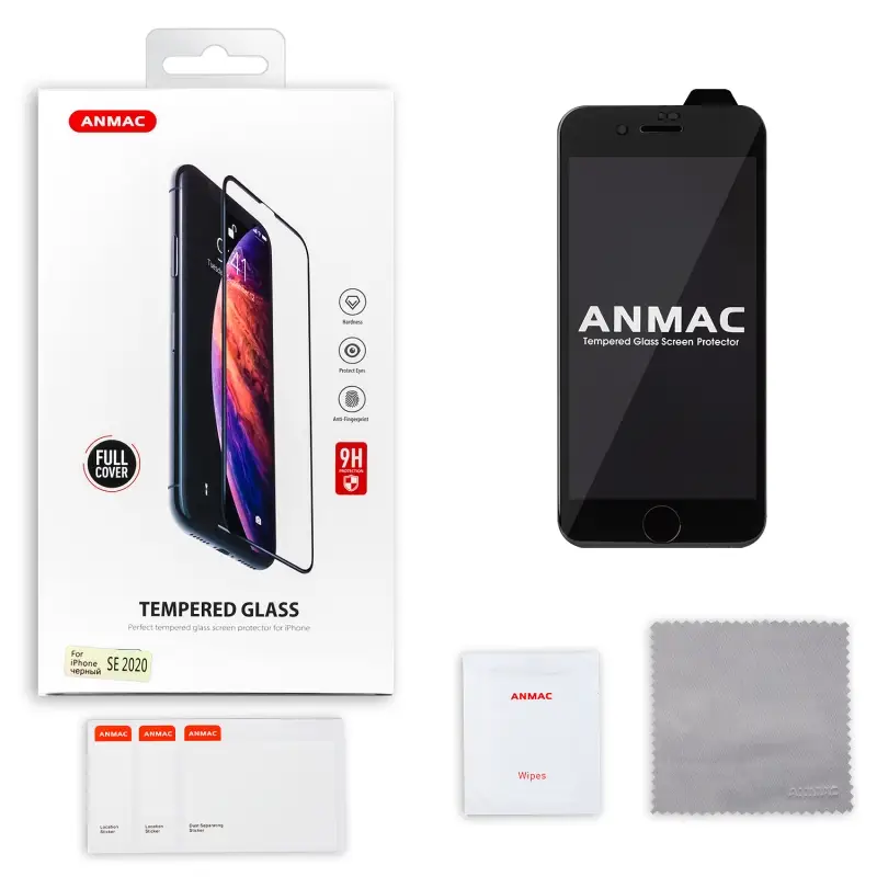 Защитное стекло iPh SE(2020) Full Cover ANMAC черное Арт.1137213 Защитное стекло iPh SE(2020) Full Cover ANMAC черное Арт.1137213