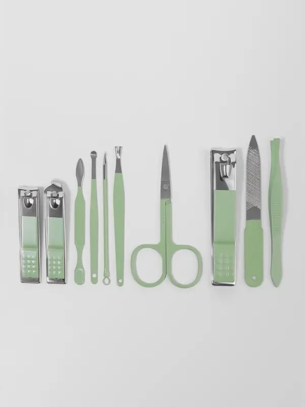 Набор маникюрный, 10 предметов, в футляре, бирюзовый