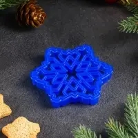 Форма для печенья новогодняя &laquo;Снежинка&raquo;, вырубка, штамп, 9.2&times;9.2&times;1.4 см, пластик, синяя