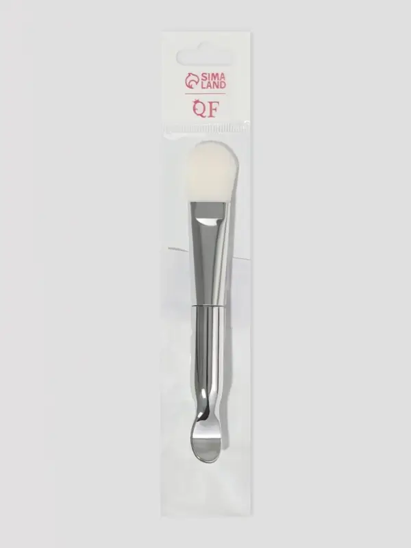 Кисть для масок SILVER, с лопаткой, 14(&plusmn;1) см, серебристая, белая