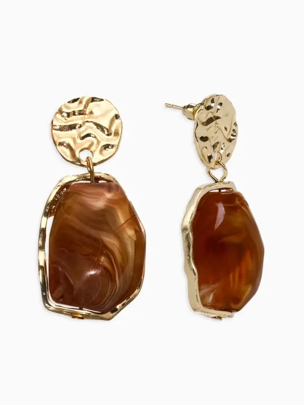 Серьги Серьги "Стиль камня", цвет коричневый в золоте