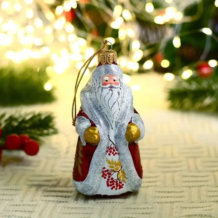 Ёлочная игрушка &laquo;Дед Мороз&raquo; рябинка, ручная роспись, h=13 см