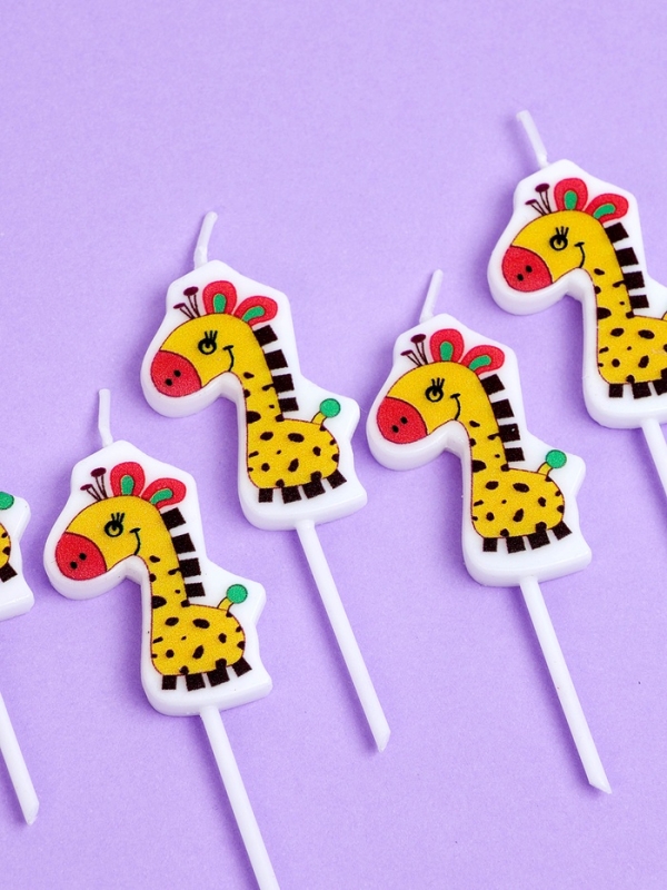 Свечи для торта  Свечи для торта "Жирафики", 5 шт, желтые