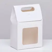 Коробка-пакет с окном, белый, 15×10×6 см