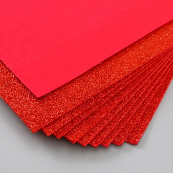 Фоамиран глиттерный 2 мм, 20х30 см, красный Фоамиран глиттерный 2 мм, 20х30 см, красный