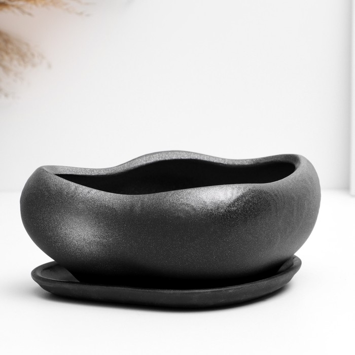 Горшок Горшок "Бонсай малый" для кактусов и суккулентов, серебро, 0,6, л/ 17х14х7см