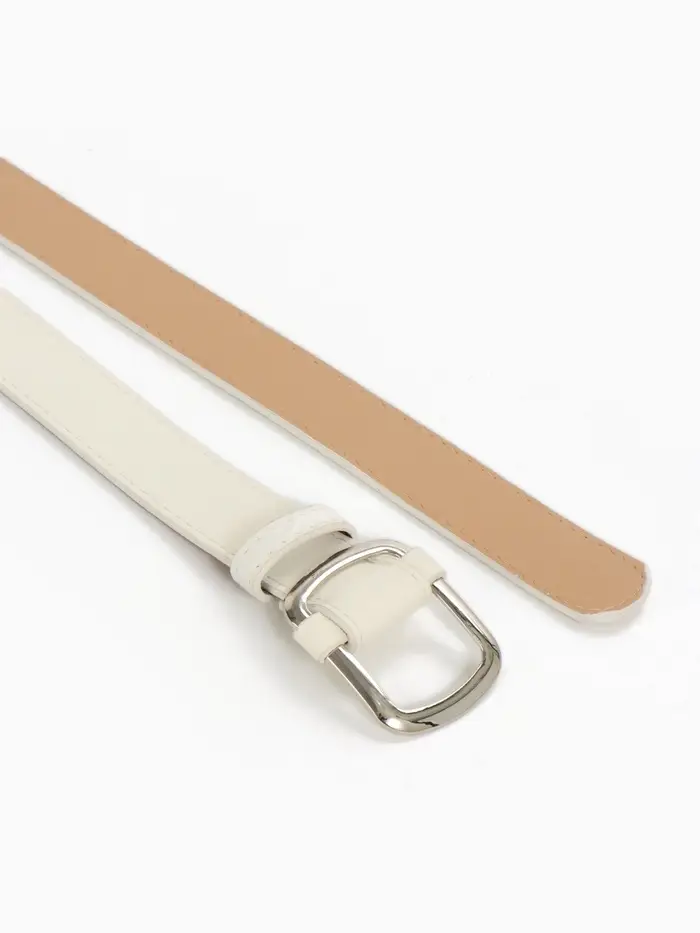 Ремень женский, 110&times;2.7 см, пряжка-затяжка металл, серебристая, белый
