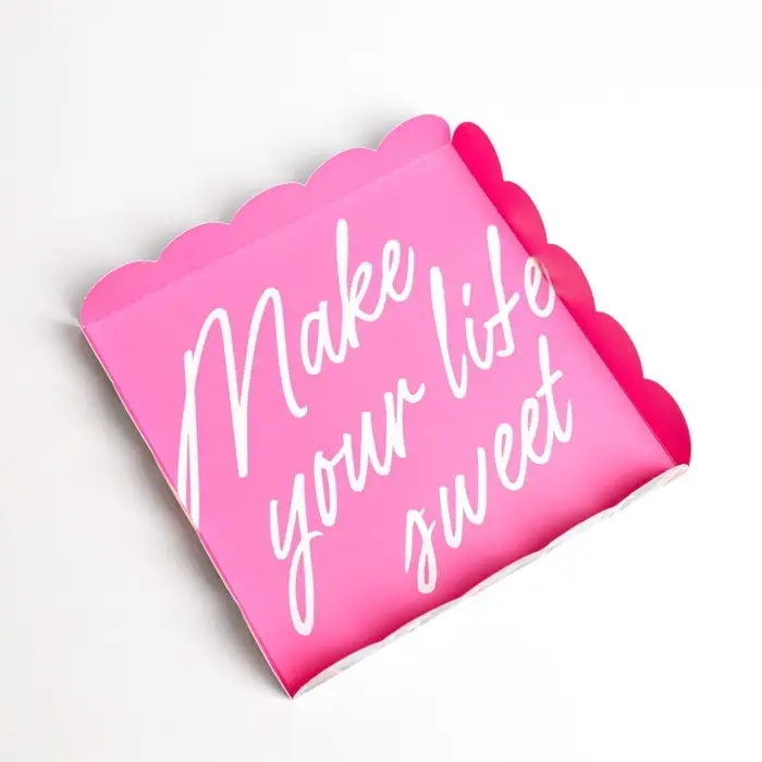 Коробка для печенья, кондитерская упаковка с пластиковой крышкой, Make your life sweet, 18 х 18 х 3 см