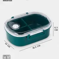 Ланч - бокс в школу, контейнер для еды &laquo;Эйлайт&raquo;, 640 мл, с ложкой, 18.5&times;14&times;6.3 см, пластик, зелёный