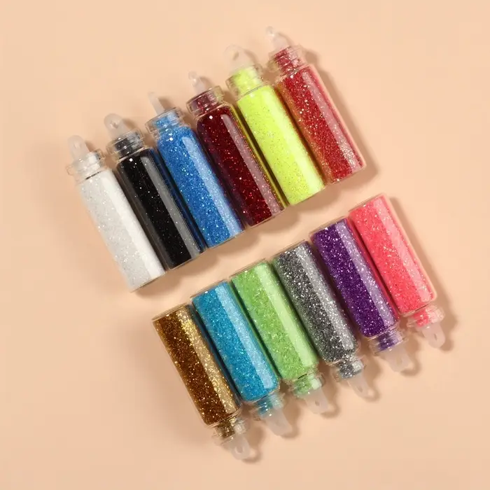 Блёстки для декора, мелкие, набор 12 бутылочек, разноцветные