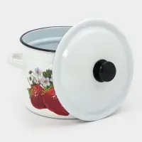 Кастрюля эмалированная, 6 л, d=23.5 см, с крышкой, белая