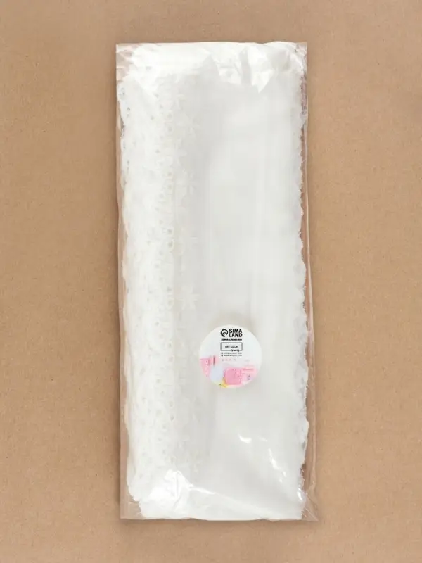 Кружево шитьё &laquo;Цветочки&raquo;, 80 мм, 13.7&plusmn;1 м, белое