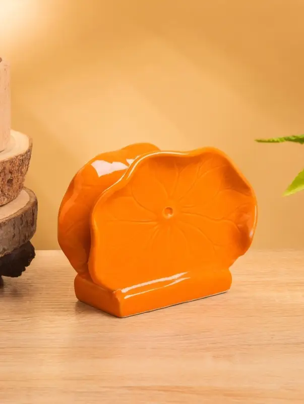 Салфетница "Цветок" керамика, цв. оранжевый, 12х5х10 см