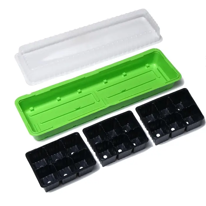 Мини - парник для рассады, 57&times;18&times;12 см, 3 вставки, 18 ячеек по 125 мл, пластик, Greengo