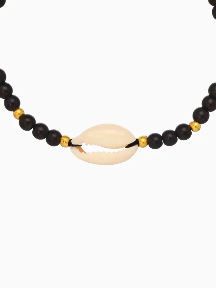 Браслет "Моана" камень пирит, длина 16 см, цв. чёрный