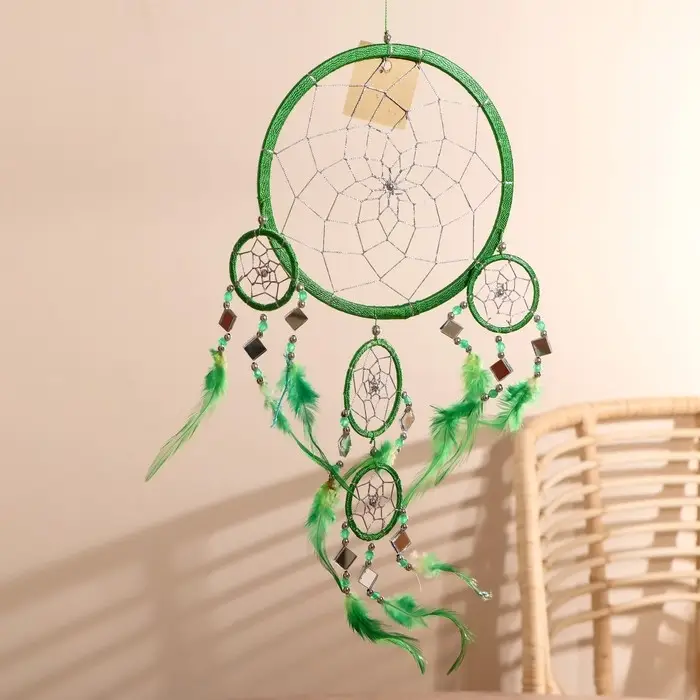 Ловец снов Ловец снов "Пять колец" зелёный 25х0,5х50 см