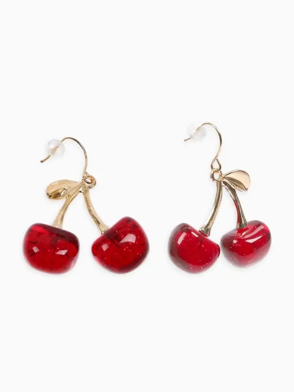 Серьги "Вишенка" блёстка, цвет бордовый в золоте