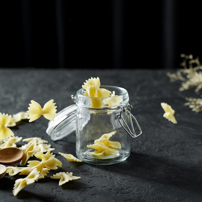 Баночка стеклянная для специй с бугельным замком Доляна «Галерея», 200 мл, 8,5×9×6,5 см