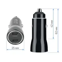 USB автомобильное зарядное устройство AVS 2 порта UC-740 (PD Type C 40W)