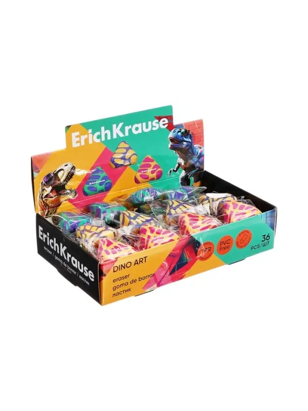 Ластик ErichKrause Dino Art, 28×26×10 мм, МИКС Ластик ErichKrause Dino Art, 28×26×10 мм, МИКС