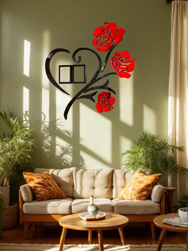 Наклейка интерьерная с фоторамками TAKE IT EASY &laquo;Розы&raquo;, декор настенный, панно 100&times;100 см