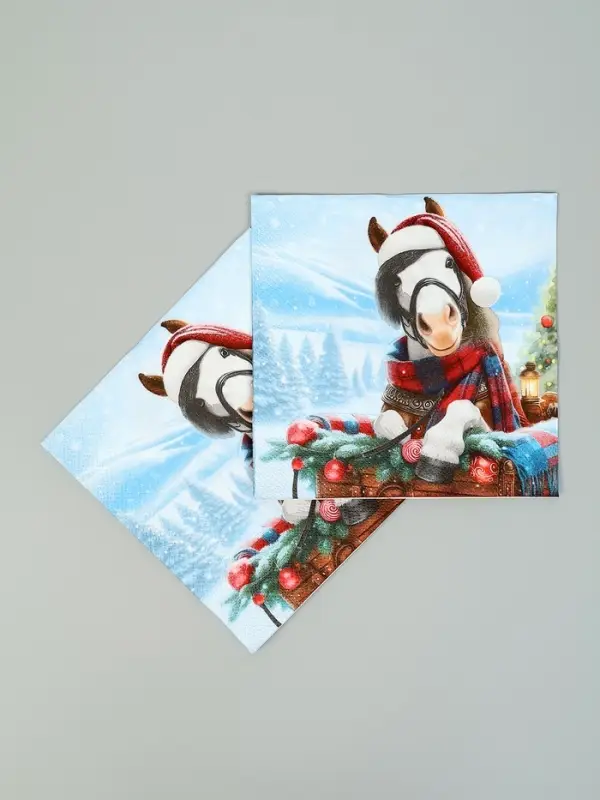 Салфетки бумажные трёхслойные «Красавица лошадка», 33х33, 20шт Салфетки бумажные трёхслойные «Красавица лошадка», 33х33, 20шт