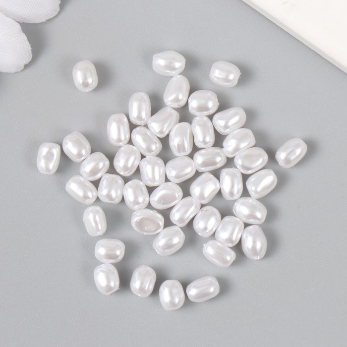 Бусины для творчества пластик "Неровный жемчуг вытянутый" набор 40 шт 0,6х0,4 см