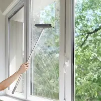 VETTA Окномойка с телескопической ручкой 111см, с резин.держателем, серая, арт.KFC010