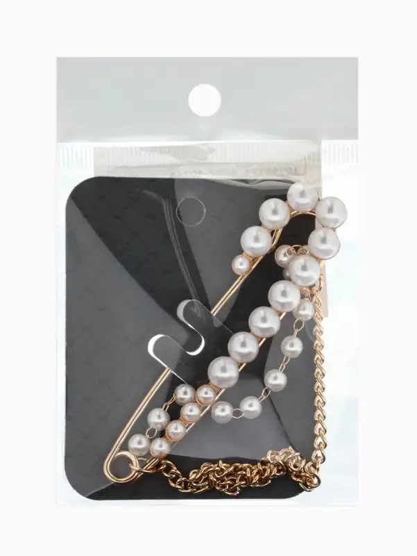 Булавка &laquo;Сияние&raquo; жемчуга, цепочка, L=7.5 см, цвет белый в золоте