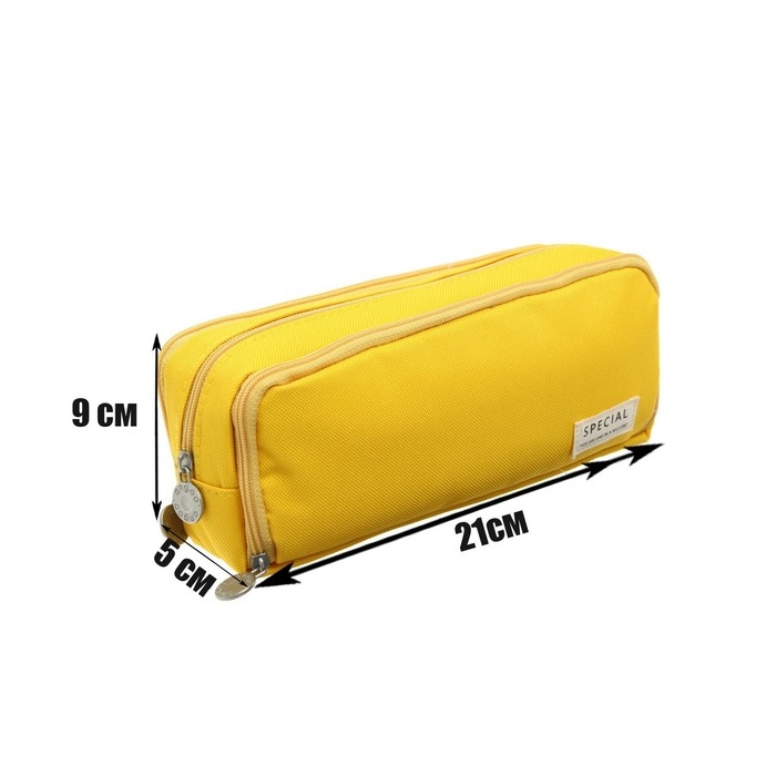 Пенал школьный на молнии 3-х секционный, жёлтый Пенал школьный на молнии 3-х секционный, жёлтый