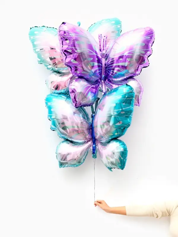 Воздушные шары фольгированные, &laquo;Разноцветные бабочки&raquo;, набор  3 шт