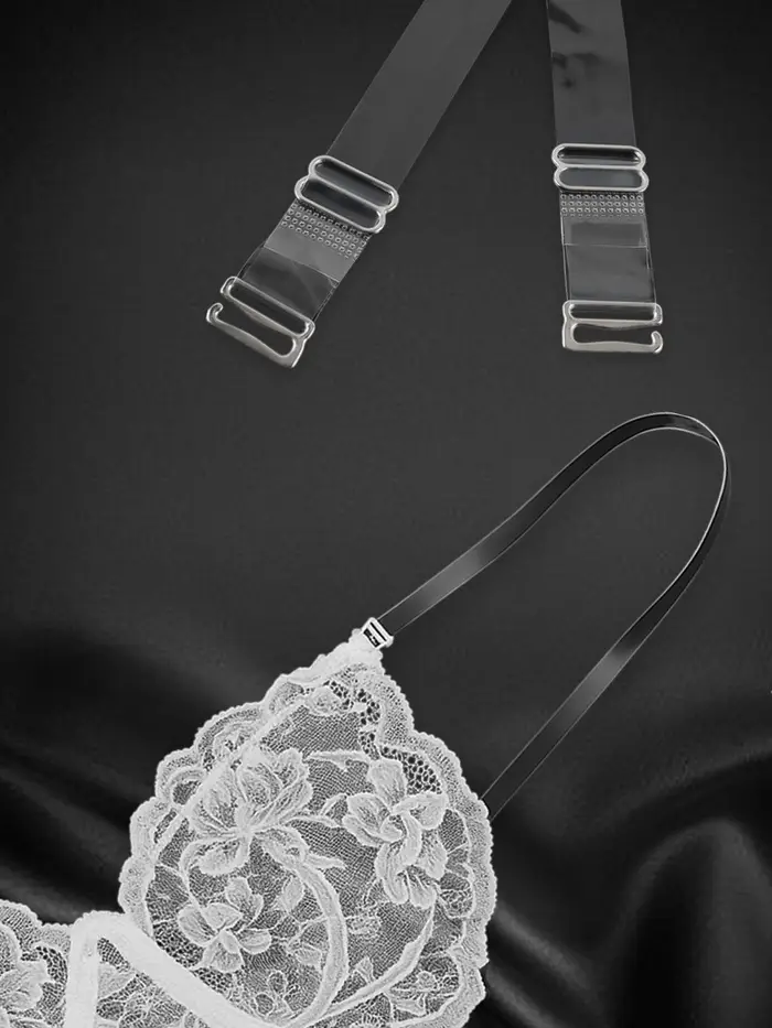 Лямки для бюстгальтера, силиконовые, фурнитура металл, 1.5 см, 37 см, пара, прозрачные