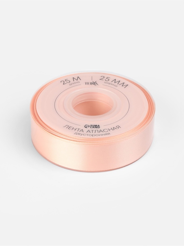 Лента атласная двухсторонняя №0714 25мм*25±1м персиковый пух TR