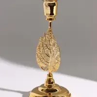 Подсвечник &laquo;Листочек&raquo;, 19.5 см, d=2.3 см, золотой