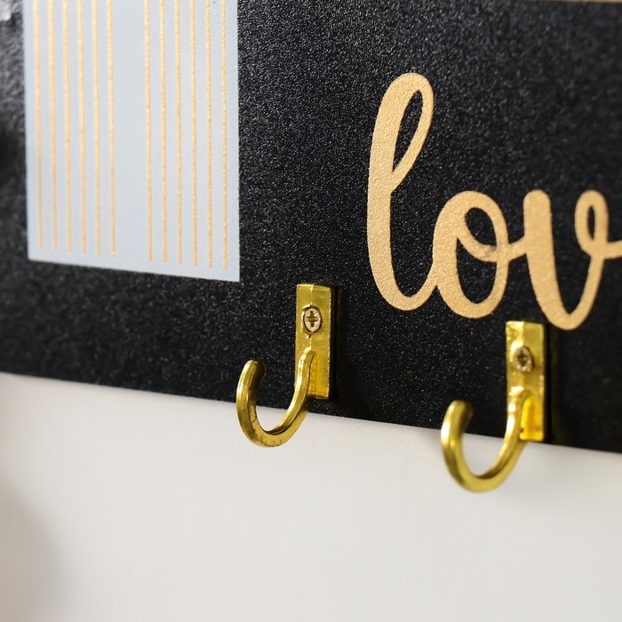 Крючки декоративные дерево  Крючки декоративные дерево "Любовь. Абстракция. Радуга" чёрная с золотом 20х9,3 см