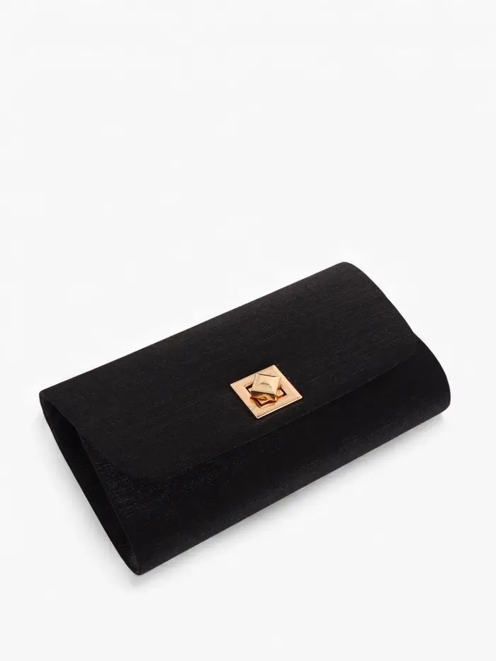 Сумка-клатч женская вечерняя на клапане, на длинной цепочке, однотонная, чёрная