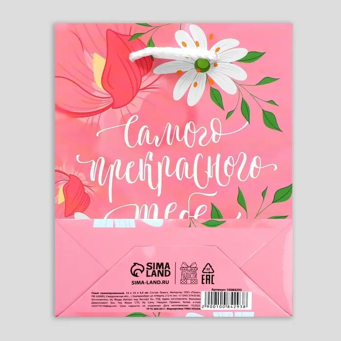 Пакет подарочный ламинированный, упаковка, «Прекрасного тебе», S 12 х 15 х 5.5 см Пакет подарочный ламинированный, упаковка, «Прекрасного тебе», S 12 х 15 х 5.5 см