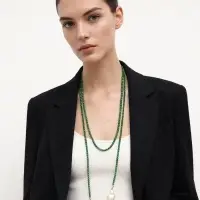 Бусы бисерные с подвесами жемчуг &laquo;Нить стекла&raquo;, L=120 см, №2, зелёные