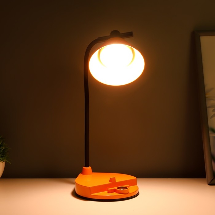 Настольная лампа  Настольная лампа "Парасоль" LED, от USB/АКБ 6 Вт сенсор 3000-6000 оранжевый 14х10х37 см RISALUX  100