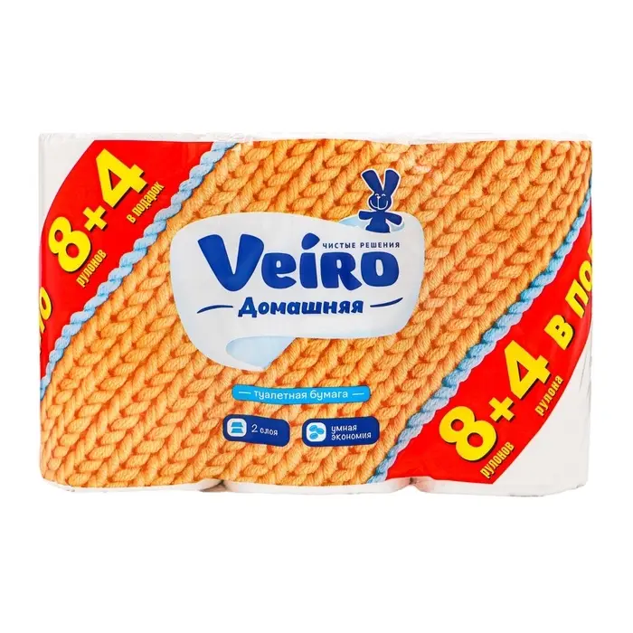 Бумага туалетная Veiro &laquo;Домашняя&raquo;, 2 слоя, 12 рулонов