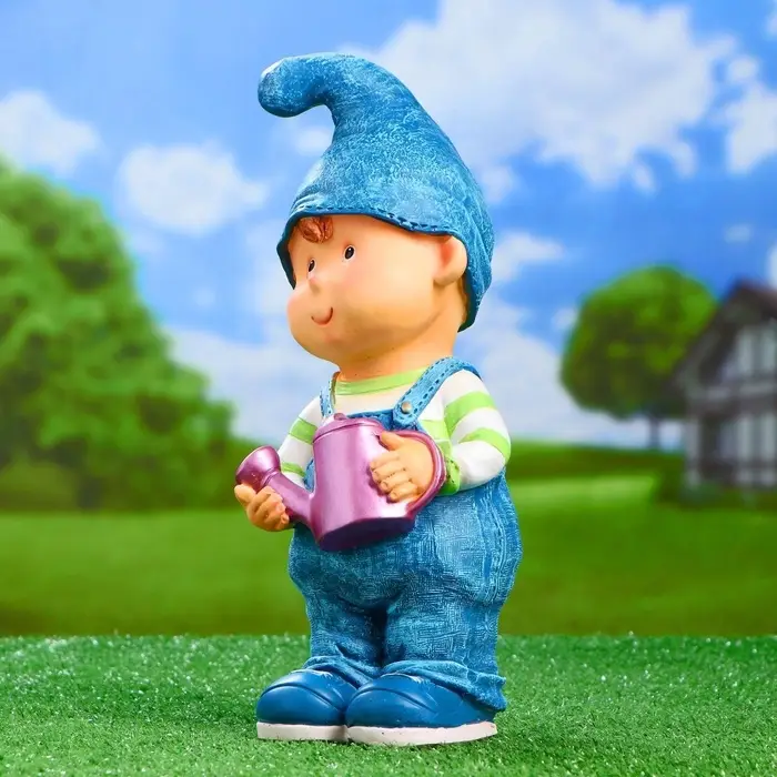 Садовая фигура из полистоуна &laquo;Мальчик-гном с лейкой&raquo;, 33&times;13&times;13 см